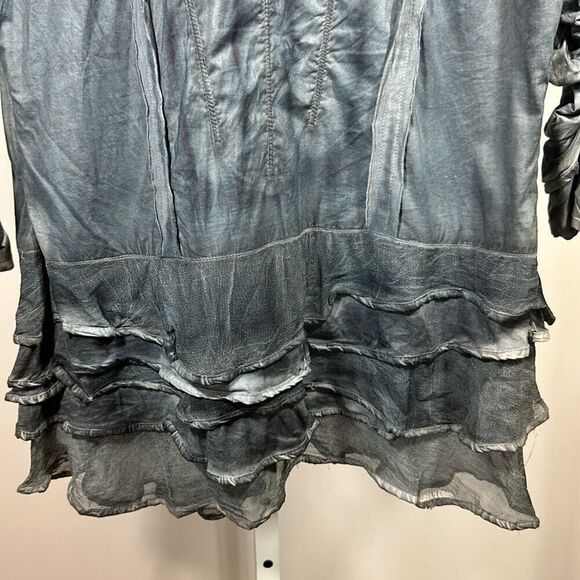 PARSLEY & SAGE Women's Cotton Embroidered Ruffle Button Down Shirt Blue Small - Picture 12 of 15